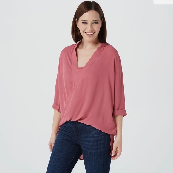 Lisa Rinna Collection Tops - NEW * LISA RINNA TWIST FRONT TOP WITH CAMI - SMALL - MAUVEWOOD